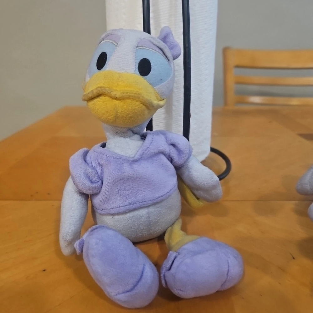 Disney  Daisy Duck Plush Soft Stuffed Doll 9” Purple Bow, Shirt & Shoes